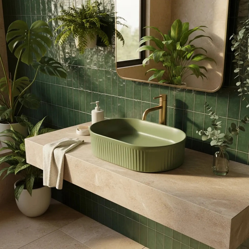 REA-U3612 - Lavatório de bancada VANDA 31x49 cm cerâmica/verde