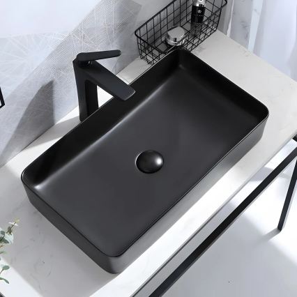 REA-U3690 - Lavatório de bancada DENIS 35x61 cm cerâmica/preto fosco