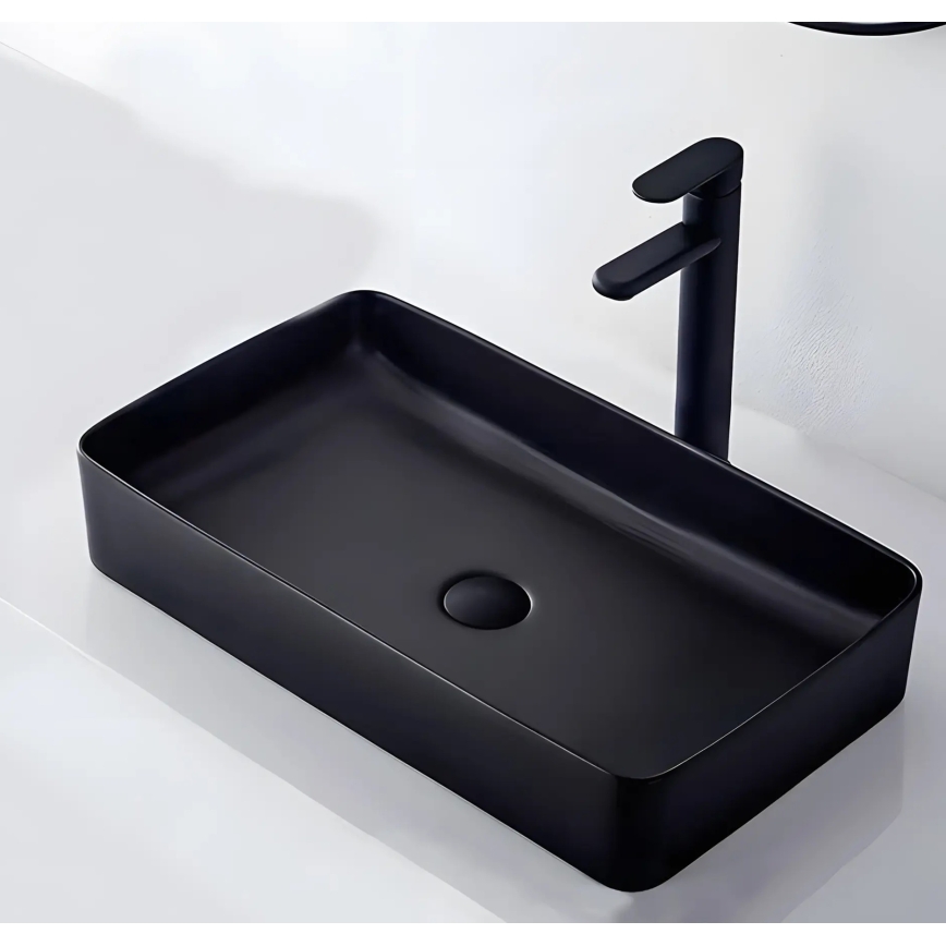 REA-U3690 - Lavatório de bancada DENIS 35x61 cm cerâmica/preto fosco