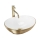 REA-U3697 - Lavatório para bancada SOFIA 34,5x41 cm cerâmica/branco/dourado escovado