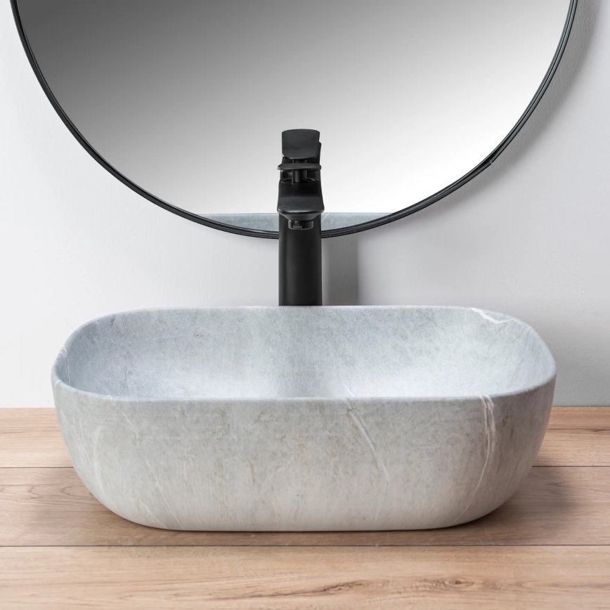 REA-U3801 - Lavatório de bancada LIVIA 33,5x46,5 cm cerâmica/cinzento/efeito pedra