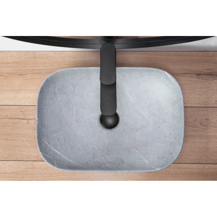 REA-U3801 - Lavatório de bancada LIVIA 33,5x46,5 cm cerâmica/cinzento/efeito pedra