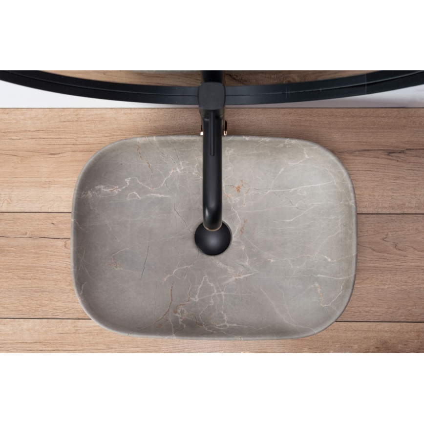 REA-U3802 - Lavatório de bancada LIVIA 33,5x46,5 cm cerâmica/cinzento/acabamento marmorizado