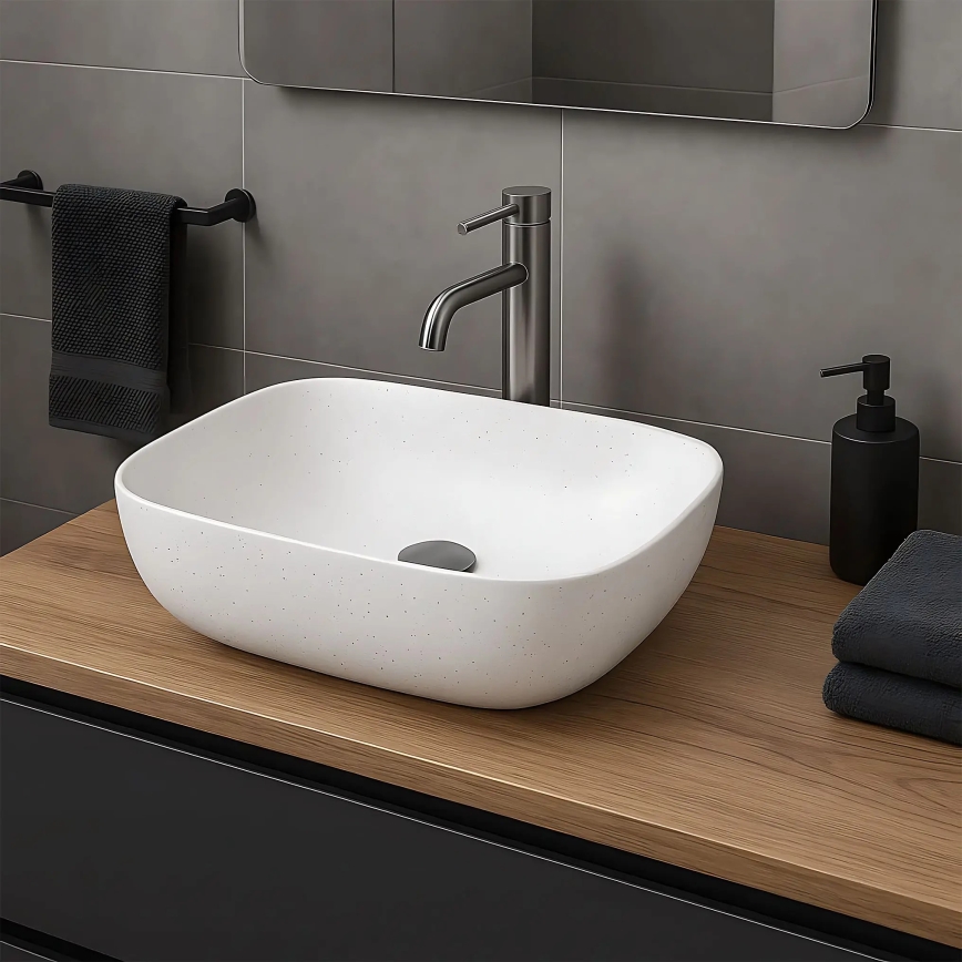 REA-U4001 - Lavatório de sobrepor BELINDA 33,5x46,5 cm cerâmica/branco mate