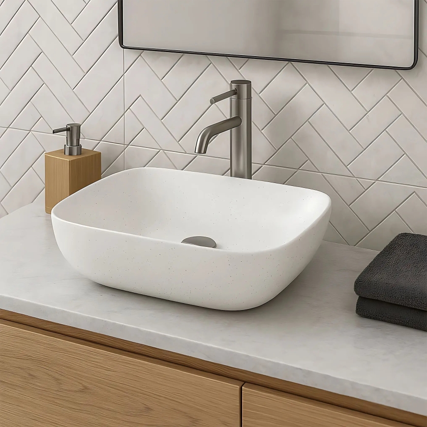 REA-U4001 - Lavatório de sobrepor BELINDA 33,5x46,5 cm cerâmica/branco mate