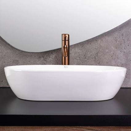 REA-U4331 - Lavatório de bancada AMELIA 32,5 x 52 cm cerâmica/branco brilhante