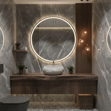 REA-U4332 - Lavatório para bancada MIKA 38x50 cm bege/cinza/efeito pedra