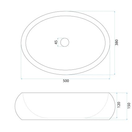 REA-U4332 - Lavatório para bancada MIKA 38x50 cm bege/cinza/efeito pedra