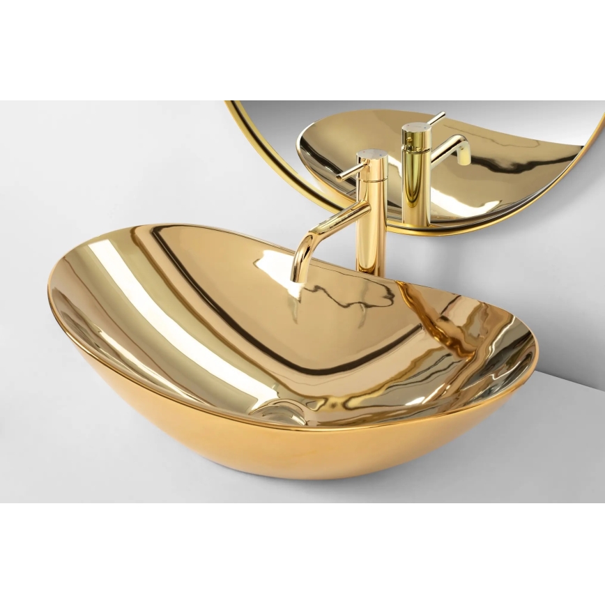 REA-U4545 - Lavatório de bancada ROYAL 36 x 60,5 cm cerâmica/dourado