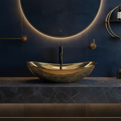 REA-U4545 - Lavatório de bancada ROYAL 36 x 60,5 cm cerâmica/dourado