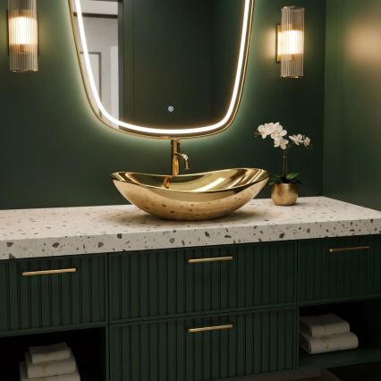 REA-U4545 - Lavatório de bancada ROYAL 36 x 60,5 cm cerâmica/dourado