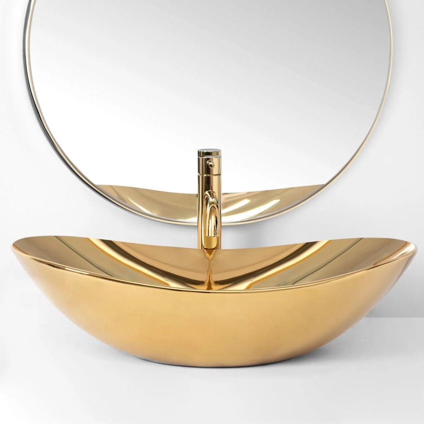 REA-U4545 - Lavatório de bancada ROYAL 36 x 60,5 cm cerâmica/dourado