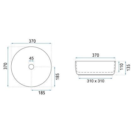 REA-U4566 - Lavatório de sobrepor SAMI Ø 37 cm cerâmica/laranja fosca