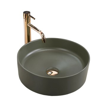 REA-U4567 - Lavatório para bancada SAMI diâmetro 37 cm cerâmica/verde fosco