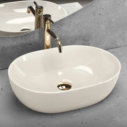 REA-U4591 - Lavatório de bancada LISA 35x49 cm cerâmica/brilhante creme