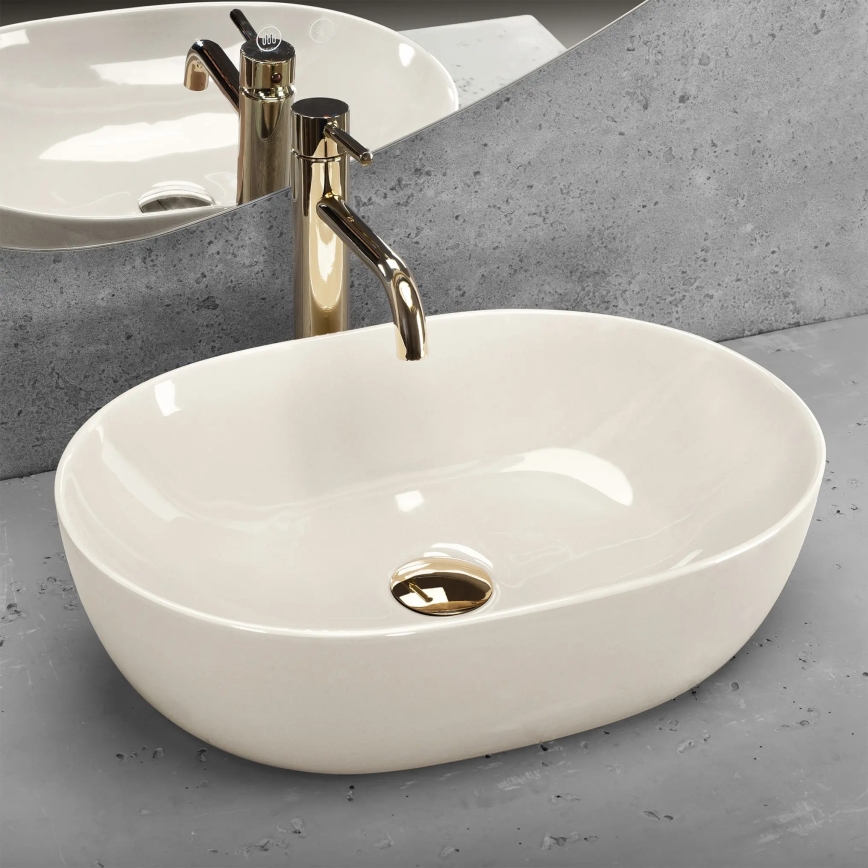 REA-U4591 - Lavatório de bancada LISA 35x49 cm cerâmica/brilhante creme