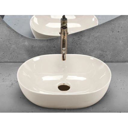 REA-U4591 - Lavatório de bancada LISA 35x49 cm cerâmica/brilhante creme