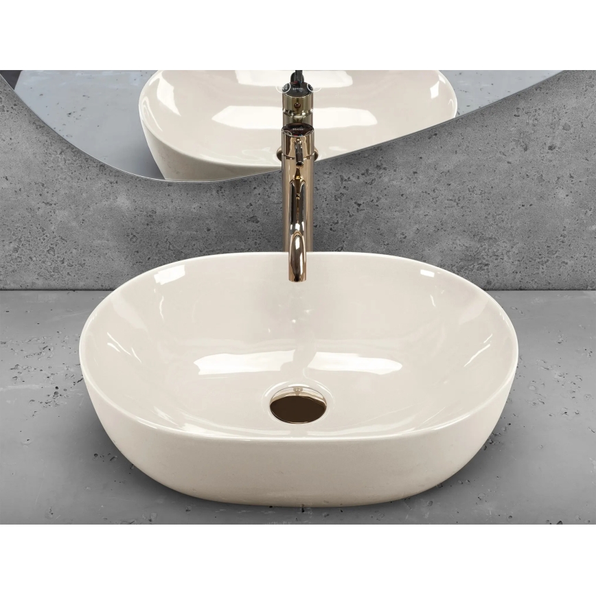 REA-U4591 - Lavatório de bancada LISA 35x49 cm cerâmica/brilhante creme