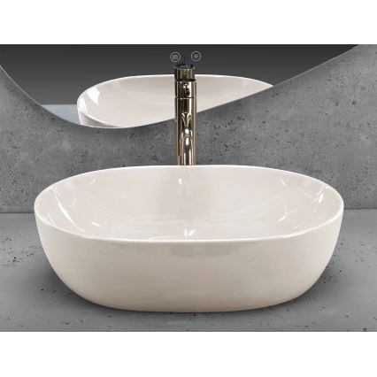 REA-U4591 - Lavatório de bancada LISA 35x49 cm cerâmica/brilhante creme