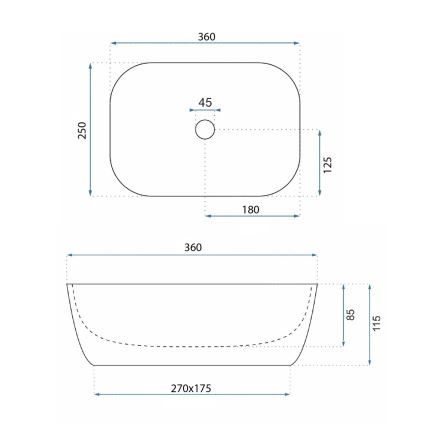 REA-U4700 - Lavatório de bancada BELINDA 25x36 cm cerâmica/bege/efeito pedra