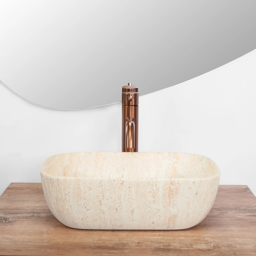 REA-U4700 - Lavatório de bancada BELINDA MINI 25x36 cm cerâmica/bege/imitação de pedra