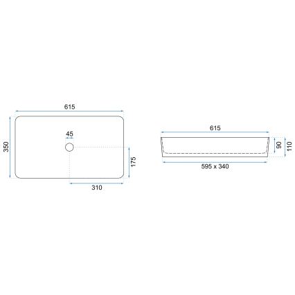 REA-U4800 - Lavatório de bancada DENIS 35x61,5 cm cerâmica/branco brilhante
