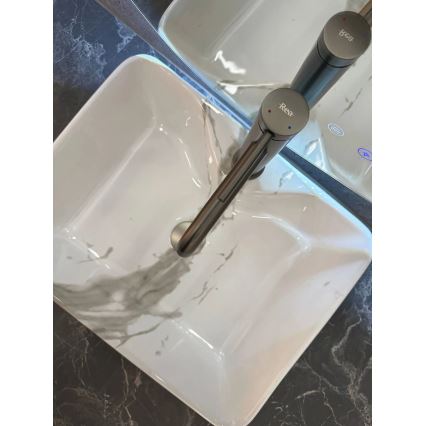 REA-U5052 - Lavatório de bancada KELLY 38x49 cm cerâmica/branco/efeito mármore