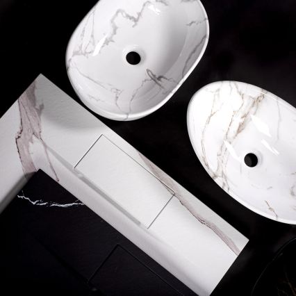 REA-U5052 - Lavatório de bancada KELLY 38x49 cm cerâmica/branco/efeito mármore