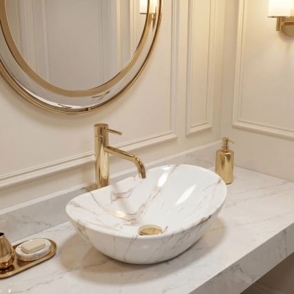 REA-U5063 - Lavatório para bancada ROYAL MINI 30x47 cm cerâmica/branco/efeito pedra