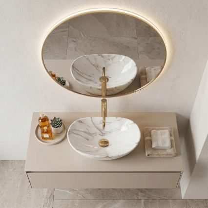 REA-U5063 - Lavatório para bancada ROYAL MINI 30x47 cm cerâmica/branco/efeito pedra