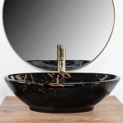 REA-U5067 - Lavatório sobre bancada PAMELA 33x53 cm cerâmica/preto/imitação de pedra