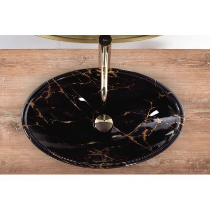REA-U5067 - Lavatório sobre bancada PAMELA 33x53 cm cerâmica/preto/imitação de pedra