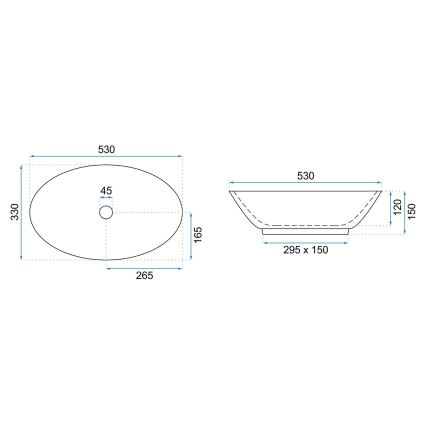 REA-U5067 - Lavatório sobre bancada PAMELA 33x53 cm cerâmica/preto/imitação de pedra