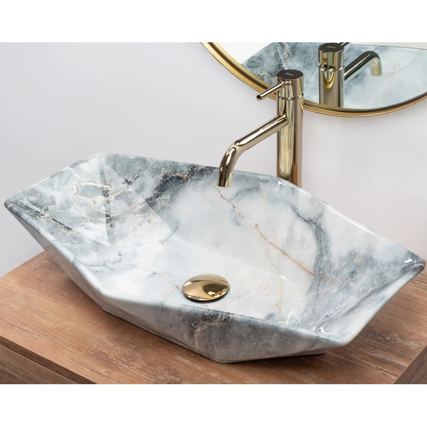REA-U5602 - Lavatório de sobrepor VEGAS 37x57 cm cerâmica/imitação de pedra