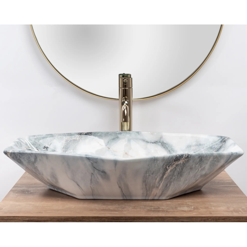REA-U5602 - Lavatório de sobrepor VEGAS 37x57 cm cerâmica/imitação de pedra