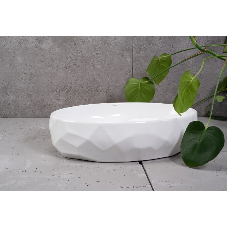 REA-U5660 - Lavatório de bancada MAYA 39x60 cm cerâmica/branco brilhante