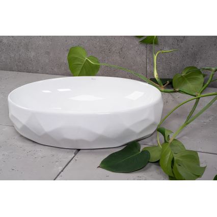 REA-U5660 - Lavatório de bancada MAYA 39x60 cm cerâmica/branco brilhante