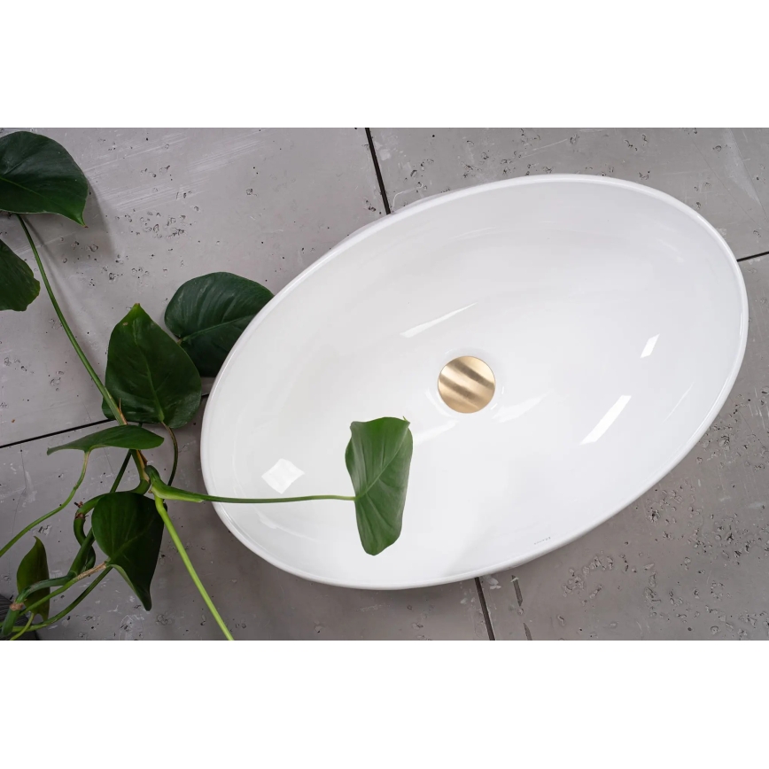 REA-U5660 - Lavatório de bancada MAYA 39x60 cm cerâmica/branco brilhante