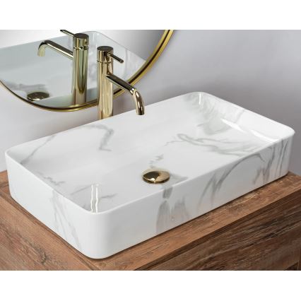 REA-U5896 - Lavatório para bancada DENIS 35x61,5 cm cerâmica/efeito mármore