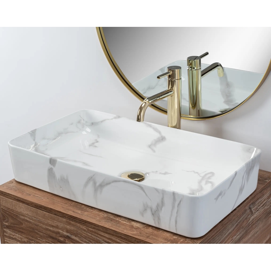 REA-U5896 - Lavatório para bancada DENIS 35x61,5 cm cerâmica/efeito mármore