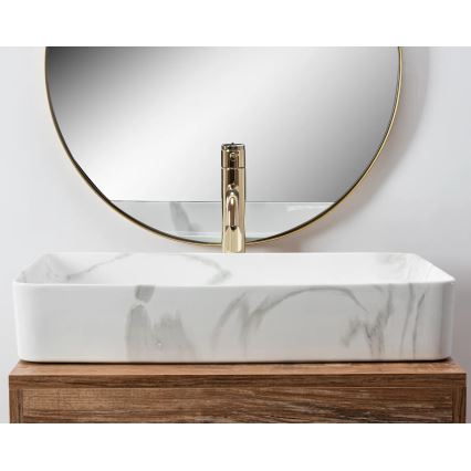 REA-U5896 - Lavatório para bancada DENIS 35x61,5 cm cerâmica/efeito mármore