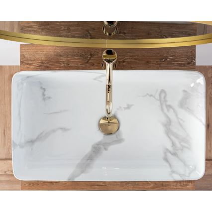 REA-U5896 - Lavatório para bancada DENIS 35x61,5 cm cerâmica/efeito mármore
