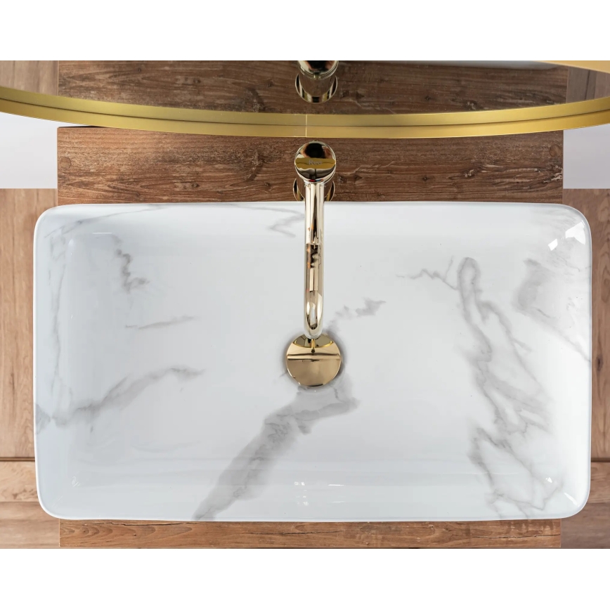 REA-U5896 - Lavatório para bancada DENIS 35x61,5 cm cerâmica/efeito mármore