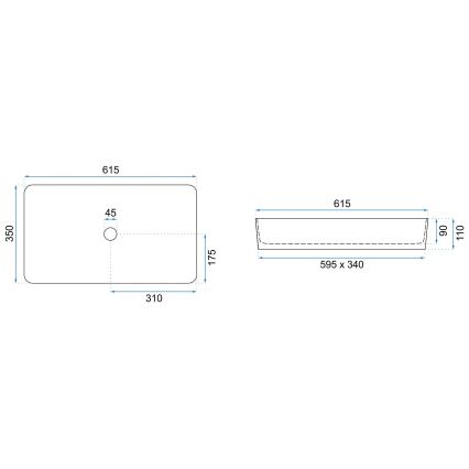 REA-U5896 - Lavatório para bancada DENIS 35x61,5 cm cerâmica/efeito mármore