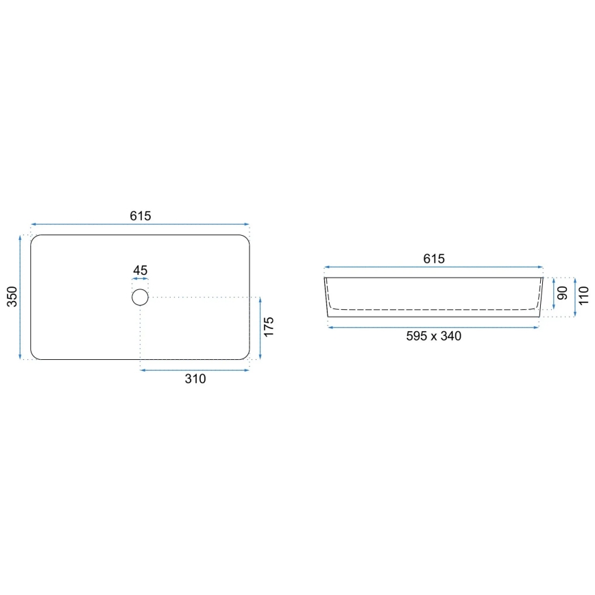 REA-U5896 - Lavatório para bancada DENIS 35x61,5 cm cerâmica/efeito mármore