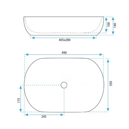 REA-U6022 - Lavatório para bancada LISA 35x49 cm cerâmica/branco brilhante