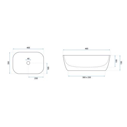 REA-U6332 - Lavatório de bancada BELINDA 33x46,5 cm cerâmica/preto/branco