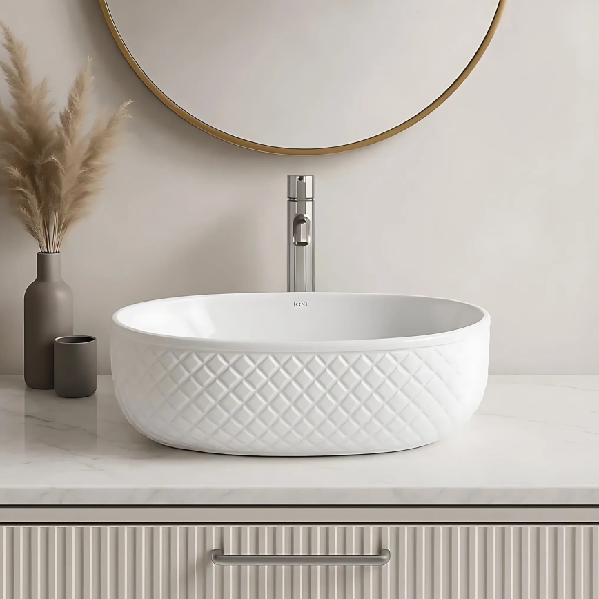REA-U6366 - Lavatório de sobrepor OKTAWIA 35,5x50 cm cerâmica/branco