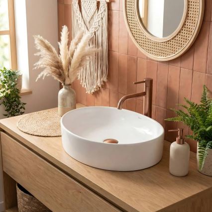 REA-U6370 - Lavatório de bancada JOANA 38,5x50,5 cm cerâmica/branco brilhante