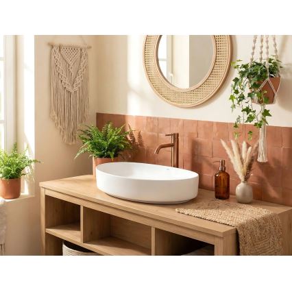 REA-U6371 - Lavatório de bancada JOANA 40,5x65,5 cm cerâmica/branco brilhante